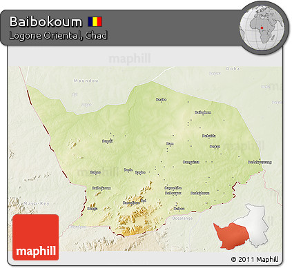 Physical 3D Map of Baibokoum, lighten