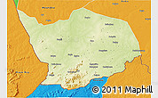 Physical 3D Map of Baibokoum, political outside