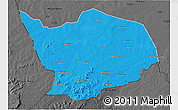 Political 3D Map of Baibokoum, darken, desaturated
