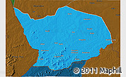 Political 3D Map of Baibokoum, darken