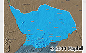 Political 3D Map of Baibokoum, darken, semi-desaturated