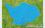 Political 3D Map of Baibokoum, satellite outside