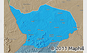 Political 3D Map of Baibokoum, semi-desaturated