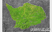 Satellite 3D Map of Baibokoum, desaturated