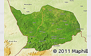 Satellite 3D Map of Baibokoum, physical outside