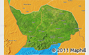 Satellite 3D Map of Baibokoum, political outside