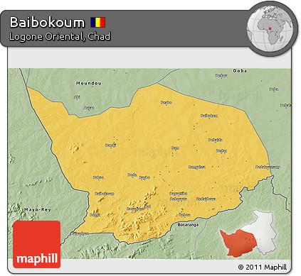 Savanna Style 3D Map of Baibokoum