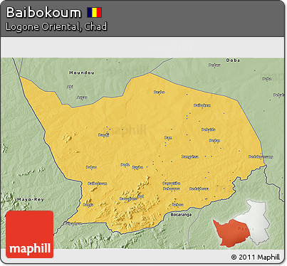 Savanna Style 3D Map of Baibokoum