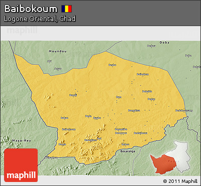 Savanna Style 3D Map of Baibokoum