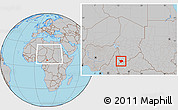 Gray Location Map of Baibokoum, within the entire country