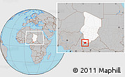 Gray Location Map of Baibokoum, highlighted country, within the entire country