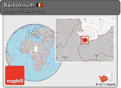 Gray Location Map of Baibokoum, highlighted country