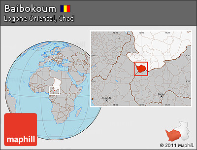 Gray Location Map of Baibokoum, highlighted country