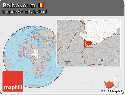 Gray Location Map of Baibokoum, highlighted country