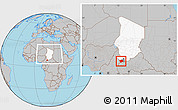 Gray Location Map of Baibokoum, highlighted country, highlighted parent region, within the entire country
