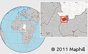 Gray Location Map of Baibokoum, highlighted country, highlighted parent region