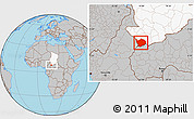 Gray Location Map of Baibokoum, highlighted country