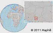 Gray Location Map of Baibokoum, highlighted parent region, within the entire country, hill shading