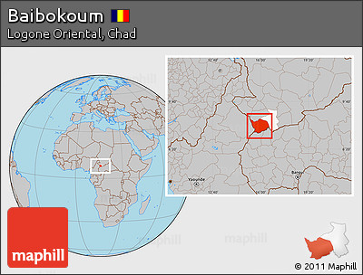 Gray Location Map of Baibokoum, highlighted parent region