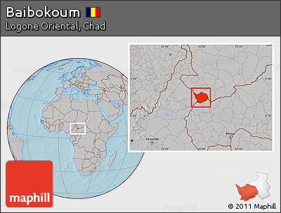 Gray Location Map of Baibokoum, hill shading
