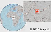 Gray Location Map of Baibokoum, hill shading