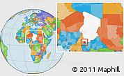 Political Location Map of Baibokoum, highlighted country, within the entire country