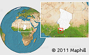 Satellite Location Map of Baibokoum, highlighted country, within the entire country