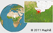 Satellite Location Map of Baibokoum, highlighted country