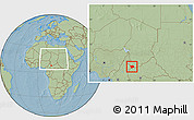 Savanna Style Location Map of Baibokoum, within the entire country, hill shading