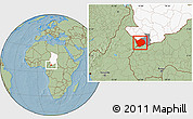 Savanna Style Location Map of Baibokoum, highlighted country, highlighted parent region, hill shading