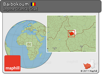 Savanna Style Location Map of Baibokoum, highlighted parent region