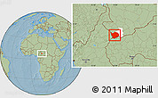 Savanna Style Location Map of Baibokoum, highlighted parent region, hill shading