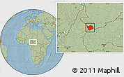 Savanna Style Location Map of Baibokoum, hill shading