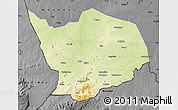 Physical Map of Baibokoum, darken, desaturated