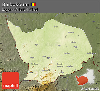 Physical Map of Baibokoum, darken