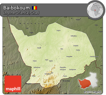Physical Map of Baibokoum, darken