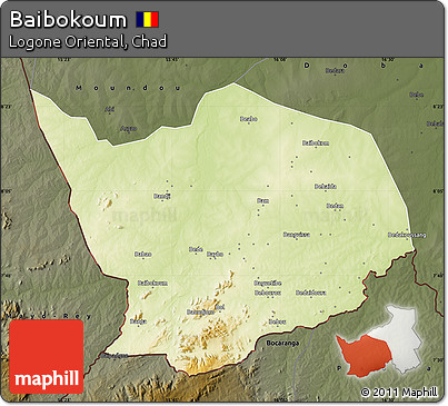 Physical Map of Baibokoum, darken