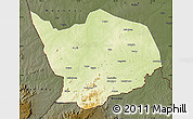Physical Map of Baibokoum, darken