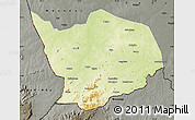 Physical Map of Baibokoum, darken, semi-desaturated
