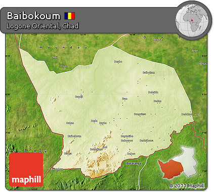 Physical Map of Baibokoum, satellite outside