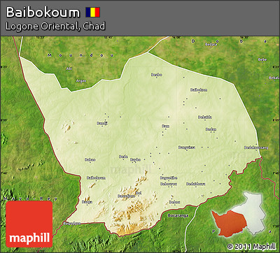 Physical Map of Baibokoum, satellite outside
