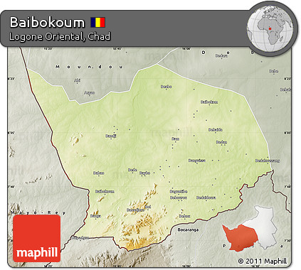 Physical Map of Baibokoum, semi-desaturated