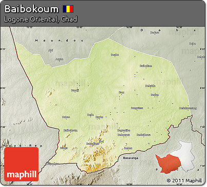 Physical Map of Baibokoum, semi-desaturated