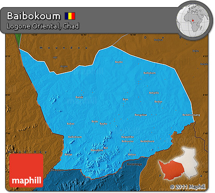 Political Map of Baibokoum, darken