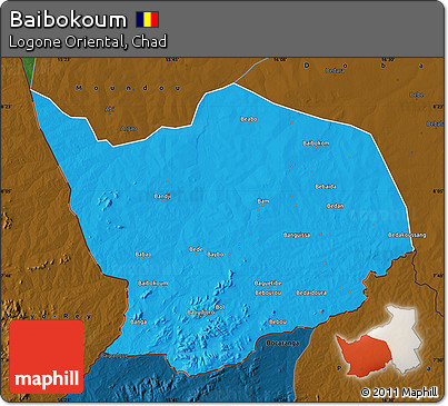 Political Map of Baibokoum, darken