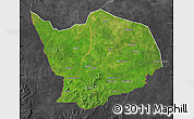 Satellite Map of Baibokoum, darken, desaturated