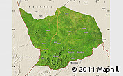 Satellite Map of Baibokoum, shaded relief outside