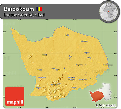 Savanna Style Map of Baibokoum, single color outside