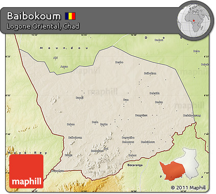 Shaded Relief Map of Baibokoum, physical outside