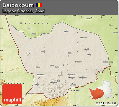 Shaded Relief Map of Baibokoum, physical outside